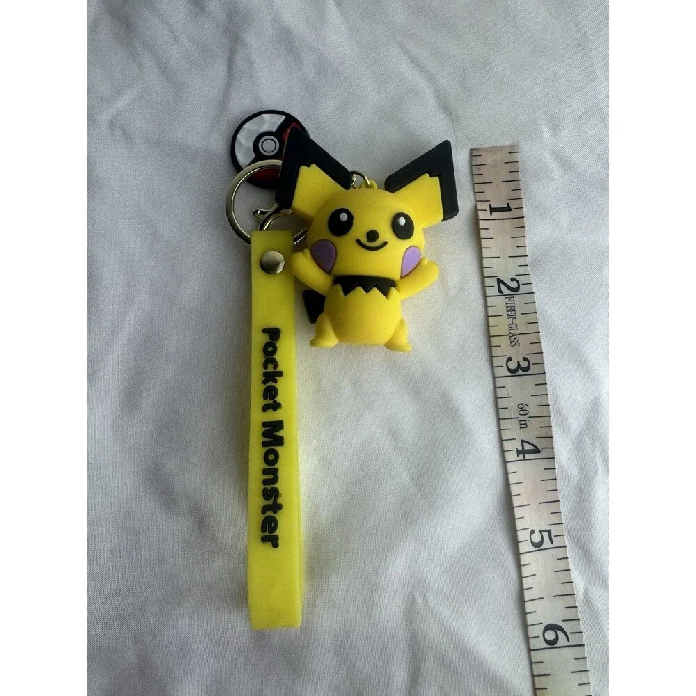 Pokemon Pichu 3D Character Keychain Yellow Wrist Strap Bag Charm
